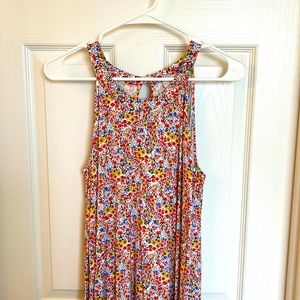 Ann Taylor loft halter dress with red and gold flowers. Size large.
